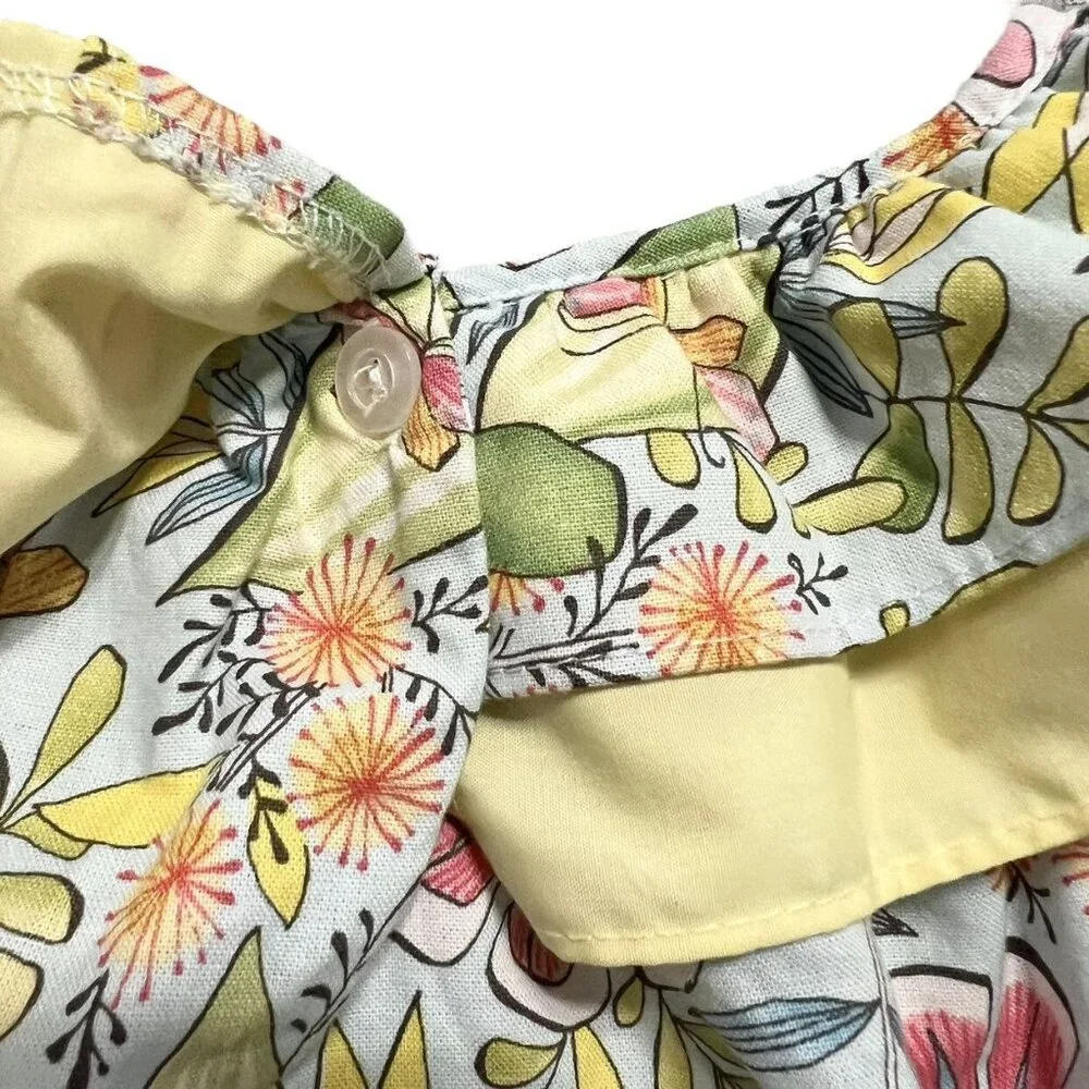 Le Za Me 12m Pastel Floral Ruffle Collar Dress